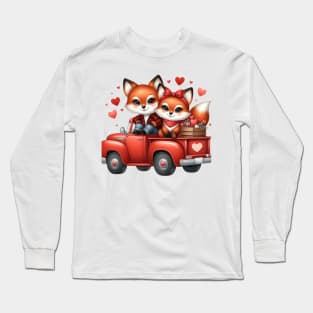 Valentine Fox Couple Sitting On Truck Long Sleeve T-Shirt